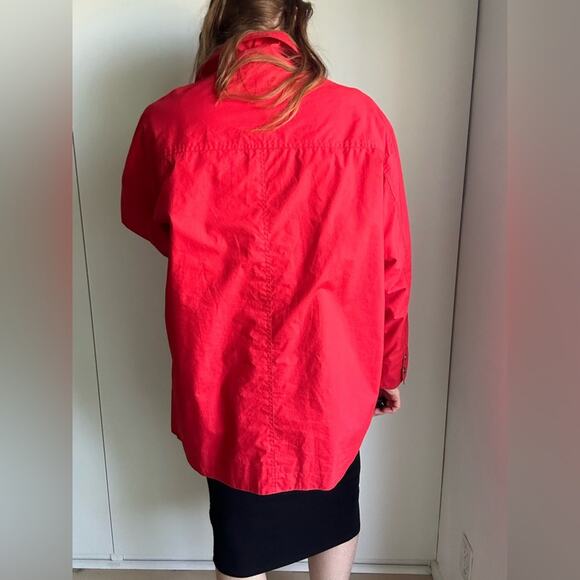 Vintage Womens Jacket Spring Chore Jacket Red Size Medium Oversized Snap - Picture 11 of 11